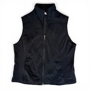 Columbia Womens Black Fleece Vest Large Full Zip Pockets Gorpcore Hiking Outdoor